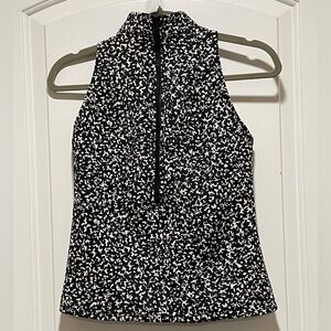 MagicSuit Miracle Suit Tankini Top Sz 8 School Daze Zip Front High Neck Black